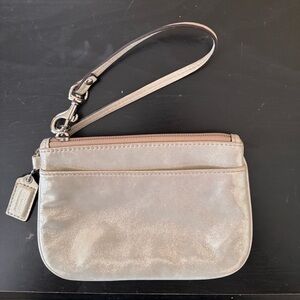 Coach Tan Metallic Wristlet Clutch